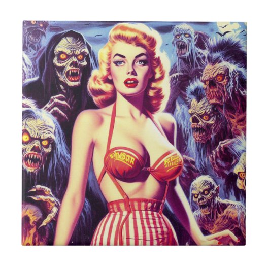  Horror Vrouw Tegeltje (Voorkant)