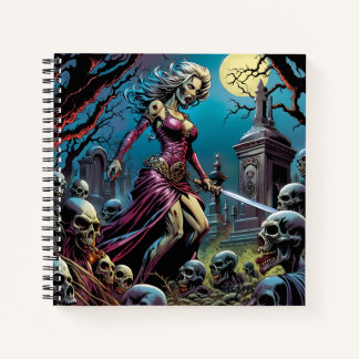 Horror zombie meisje met zwaard notitieboek