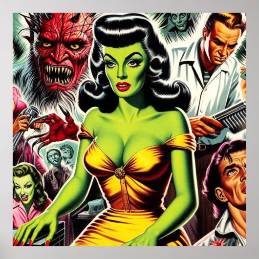 Horror Zombie Pin-up Poster (Voorkant)