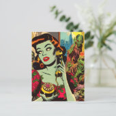  horror zombie strips briefkaart (Staand voorkant)