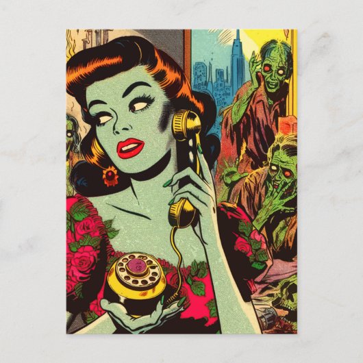  horror zombie strips briefkaart (Voorkant)