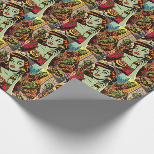  horror zombie strips cadeaupapier (Hoek)