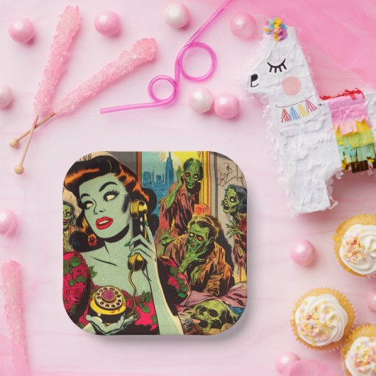  horror zombie strips papieren bordje (Feest)