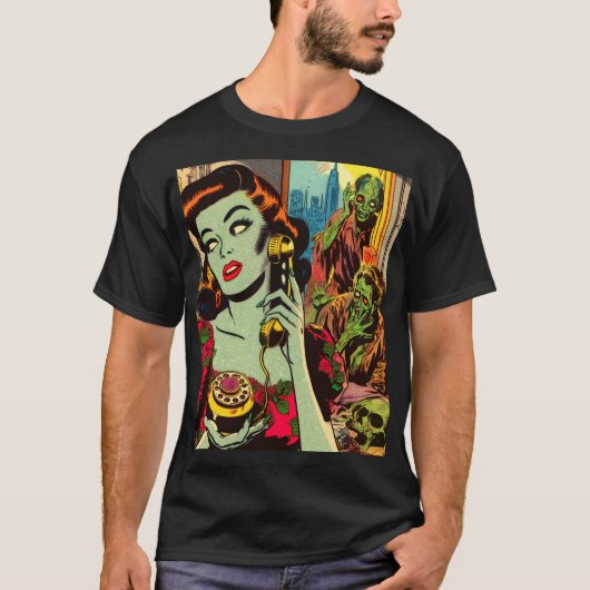  horror zombie strips t-shirt (Voorkant)