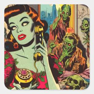 horror zombie strips vierkante sticker
