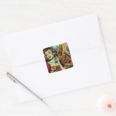  horror zombie strips vierkante sticker (Envelop)