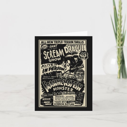 Horrorfilm Monster Mummie Dracula Weerwolf Franken Kaart (Voorkant)
