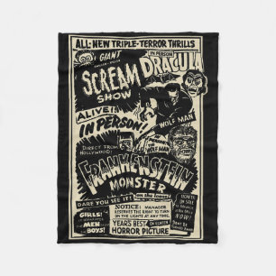 Horrorfilm Monster Mummy Dracula Weerwolf Franke Fleece Deken