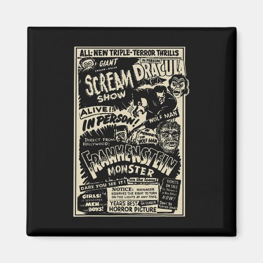 Horrorfilm Monster Mummy Dracula Weerwolf Franke Magneet (Voorkant)