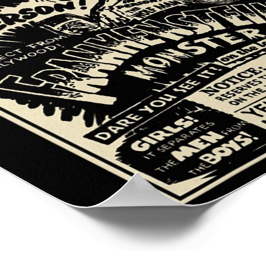 Horrorfilm Monster Mummy Dracula Weerwolf Franke Poster (Hoek)