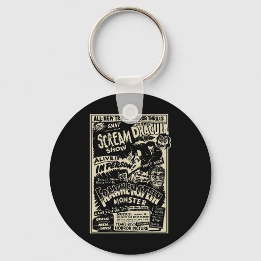 Horrorfilm Monster Mummy Dracula Weerwolf Franke Sleutelhanger (Voorkant)
