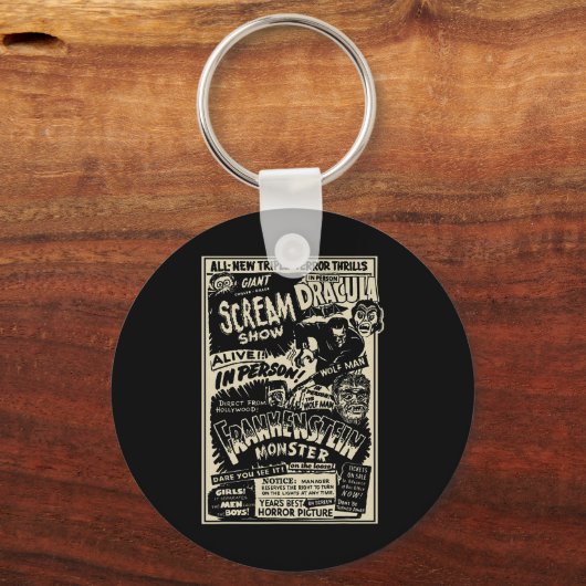 Horrorfilm Monster Mummy Dracula Weerwolf Franke Sleutelhanger (Voorkant)