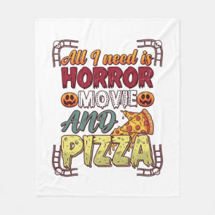 Horrorfilm Pizza Halloween Pompoen Schedel Slice_1 Fleece Deken