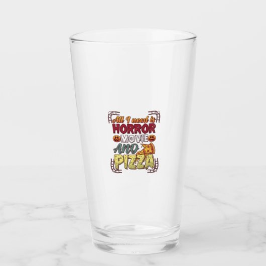 Horrorfilm Pizza Halloween Pompoen Schedel Slice_1 Glas (Voorkant)