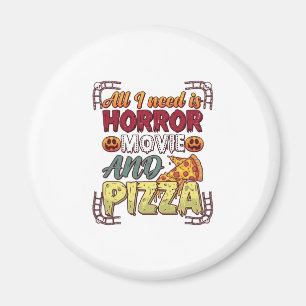 Horrorfilm Pizza Halloween Pompoen Schedel Slice_1 Magneet