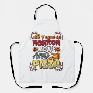 Horrorfilm Pizza Halloween Pompoen Schedel Slice_1 Schort