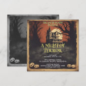 Horrorfilm Poster Halloween Party Invitation Kaart (Voorkant / Achterkant)