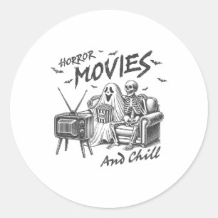 Horrorfilms en Chill Halloween thema Graphic F Ronde Sticker