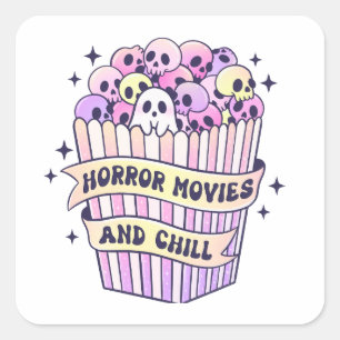 Horrorfilms en Chill Schattige Halloween Vierkante Sticker