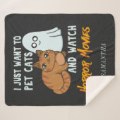 Horrorfilms en huiskatten bekijken Halloween Custo Sherpa Deken (Voorkant (horizontaal))