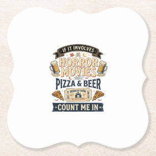 Horrorfilms Pizza Bier Grappig Halloween_1 Kartonnen Onderzetters