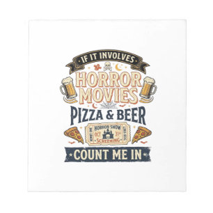 Horrorfilms Pizza Bier Grappig Halloween_1 Notitieblok
