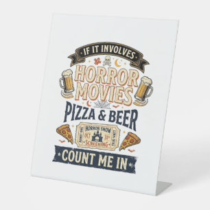 Horrorfilms Pizza Bier Grappig Halloween_1 Reclamebord Met Voetstuk