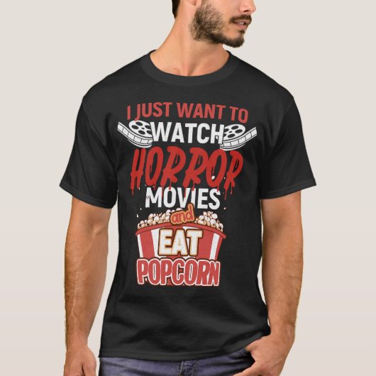 Horrorfilms Popcorn T-shirt (Voorkant)