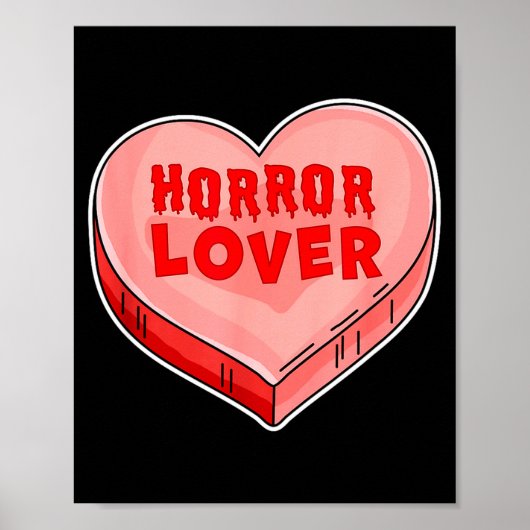 Horrorliefhebber Candy Heart Valentijnsdag Hallowe Poster (Voorkant)