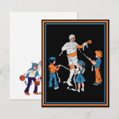 Horrormummy met kinderen  feestdagenkaart (Voorkant / Achterkant)