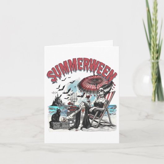 Horrorpersonage Summerween Halloween Beac Kaart (Voorkant)