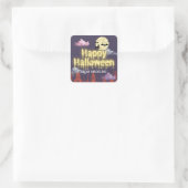 Horrors nacht leuke Halloween feestuitnodigingen Vierkante Sticker (Tas)