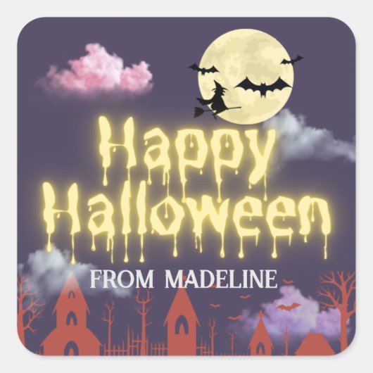 Horrors nacht leuke Halloween feestuitnodigingen Vierkante Sticker (Voorkant)