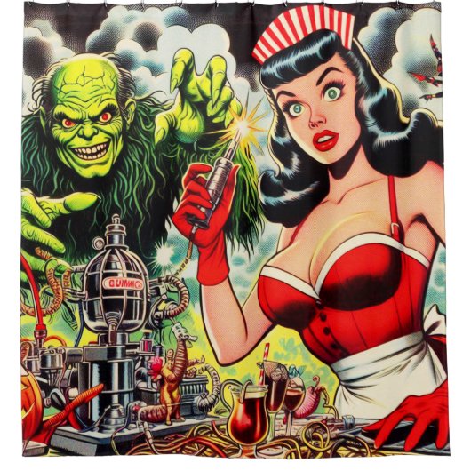 horrorstrips douchegordijn (Voorkant)