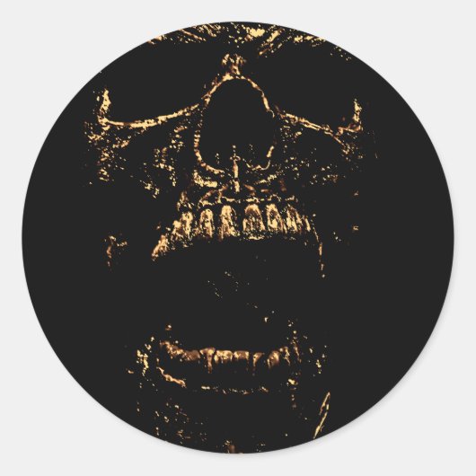 Horrorstuff Gouden schedel Ronde Sticker (Voorkant)