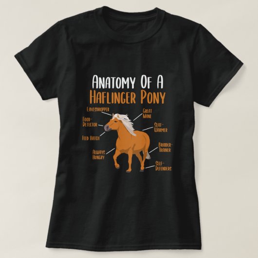 Horsanatomie van een haflinger-Pony-haflingerpaard T-shirt (Design voorkant)