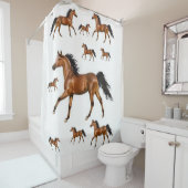 Horsbruin, wit douwergordijn douchegordijn (In situ)