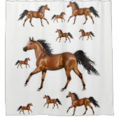 Horsbruin, wit douwergordijn douchegordijn (Voorkant)