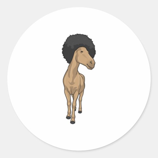 Horse Afro Ronde Sticker (Voorkant)