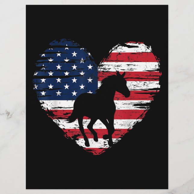 Horse American Flag Heart USA Patriotic Pride Briefhoofd (Voorkant)