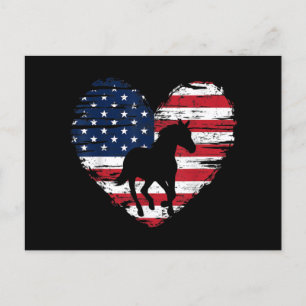 Horse American Flag Heart USA Patriotic Pride Feestdagenkaart