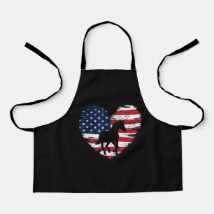 Horse American Flag Heart USA Patriotic Pride Schort