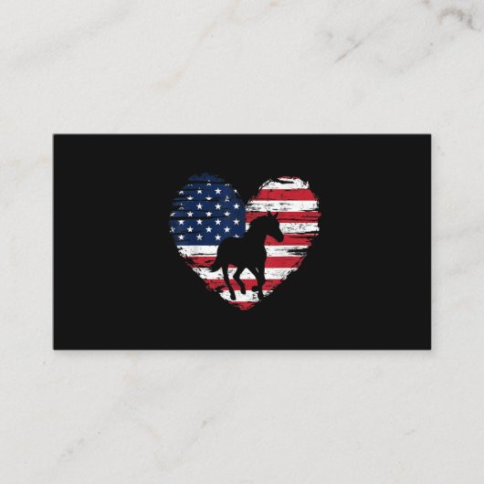 Horse American Flag Heart USA Patriotic Pride Visitekaartje (Voorkant)