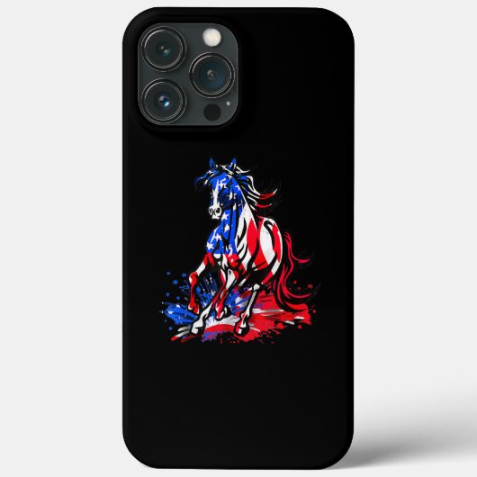 Horse American Flag Independence Day Patriotic Case-Mate iPhone Case (Achterkant)