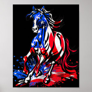Horse American Flag Independence Day Patriotic Poster