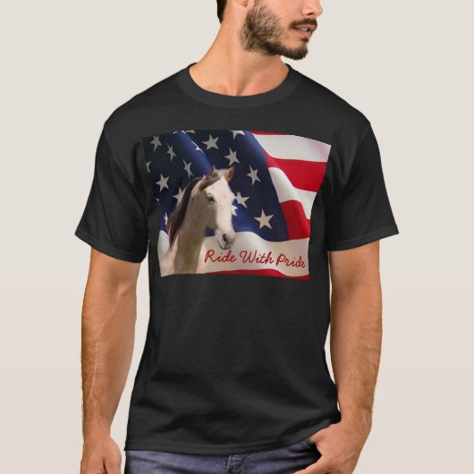 Horse American Flag Unisex T-Shirt (Voorkant)