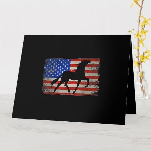 Horse American Flag USA Patriotic Horseback Riding Kaart (Gele Bloem)