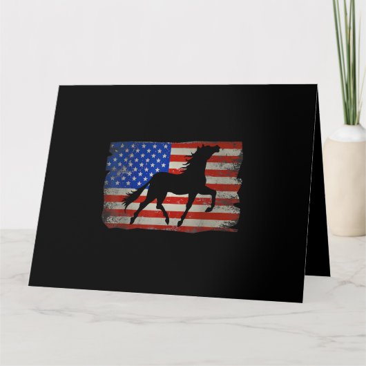 Horse American Flag USA Patriotic Horseback Riding Kaart (Voorkant)