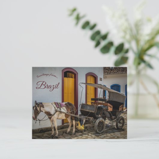 Horse and Buggy in Brazil Briefkaart (Staand voorkant)