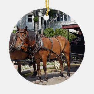 Horse and Carriage on Mackinac Island MI Keramisch Ornament